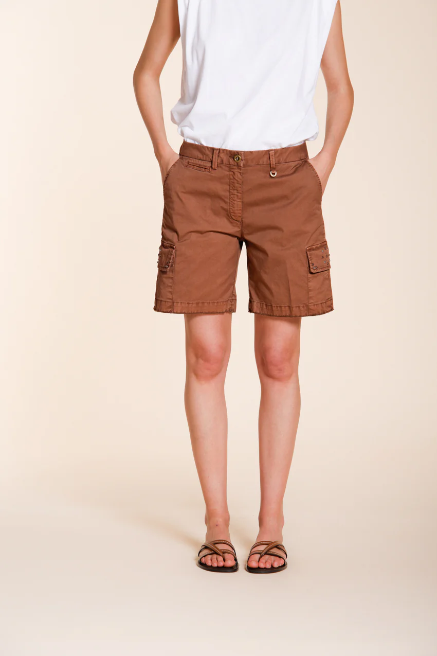 Chile bermuda cargo donna in twill leggero stretch slim fit