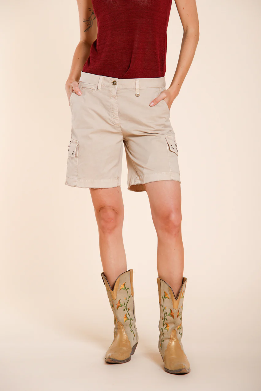 Chile bermuda cargo donna in twill leggero stretch slim fit - Image 3