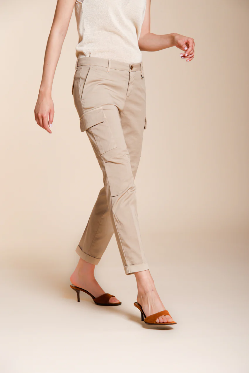 Chile City pantalone cargo donna in gabardina stretch slim fit - Image 5