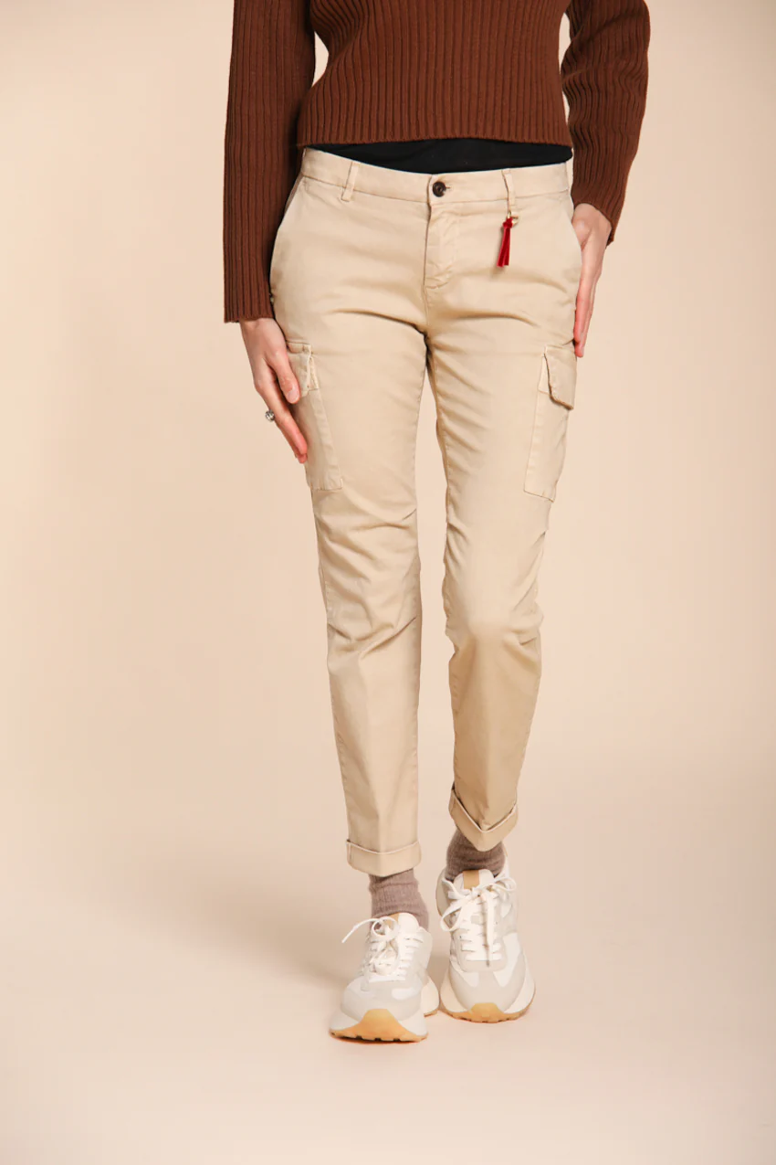 Chile City pantalone cargo donna in raso slim fit
