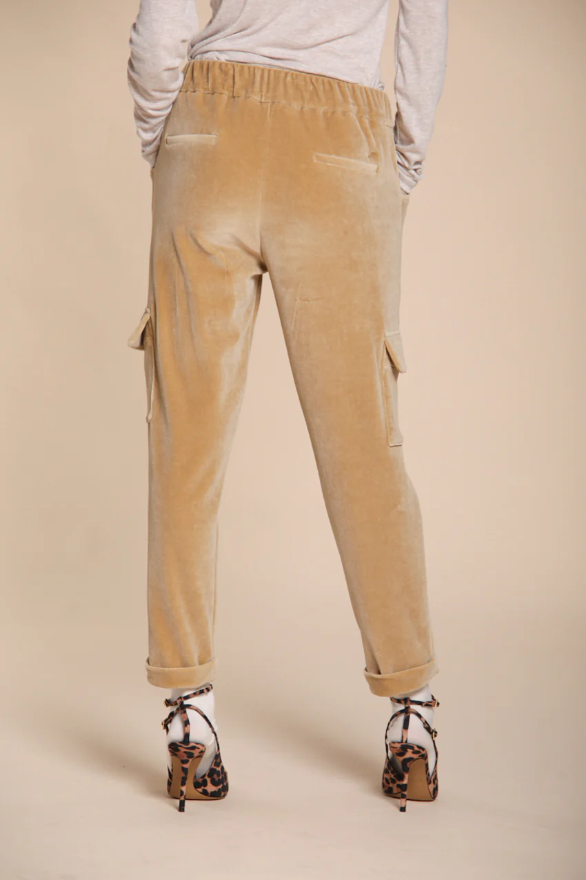 Chile Jogger pantalone cargo donna in jersey velluto relaxed fit - Image 5