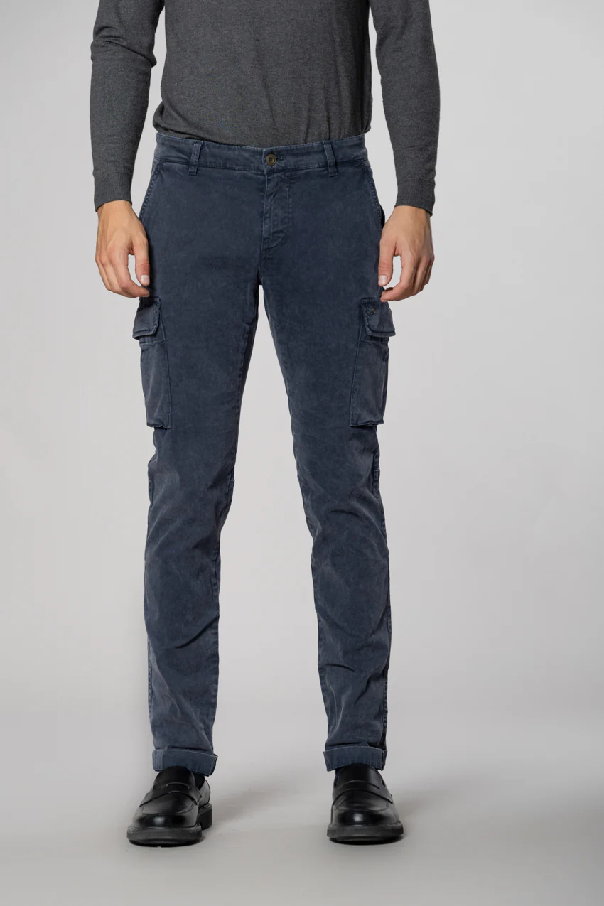 Chile pantalone cargo uomo in gabardina con special washing extra slim fit