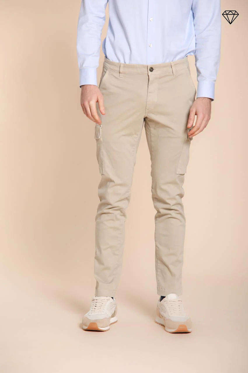 Chile pantalone cargo uomo in gabardina extra slim fit ①