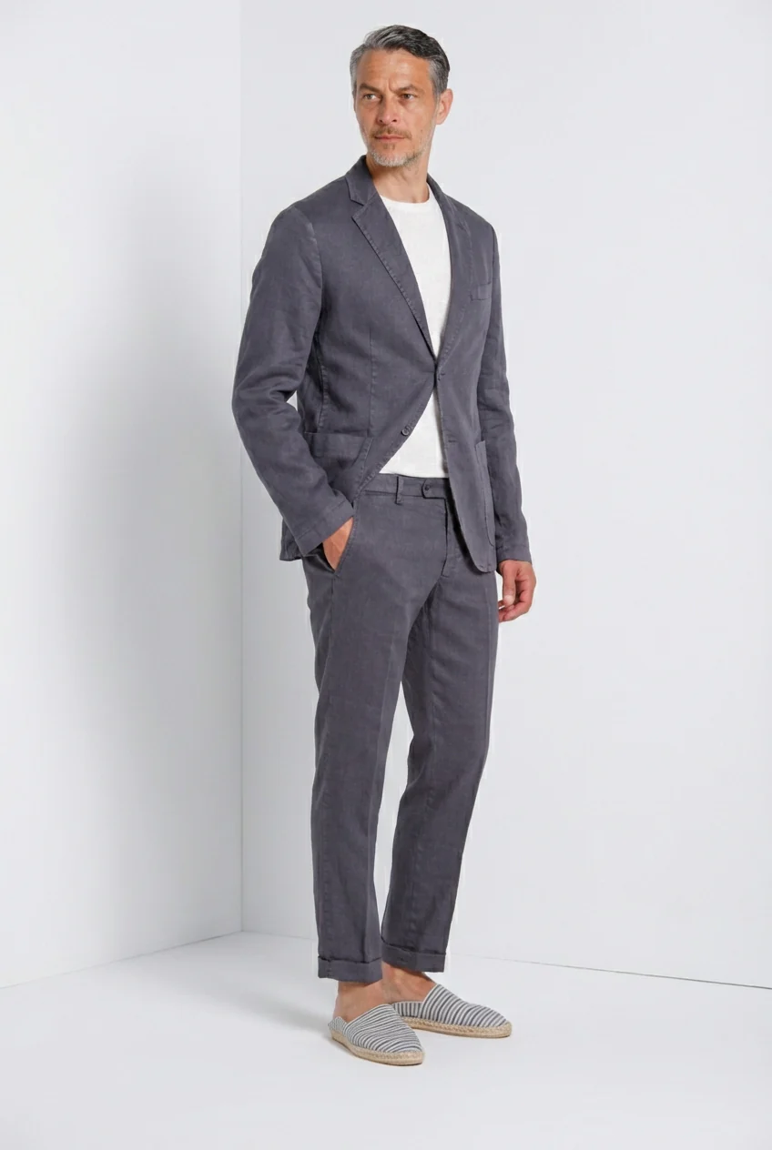 Da Vinci blazer uomo in twill di lino e cotone - Image 2