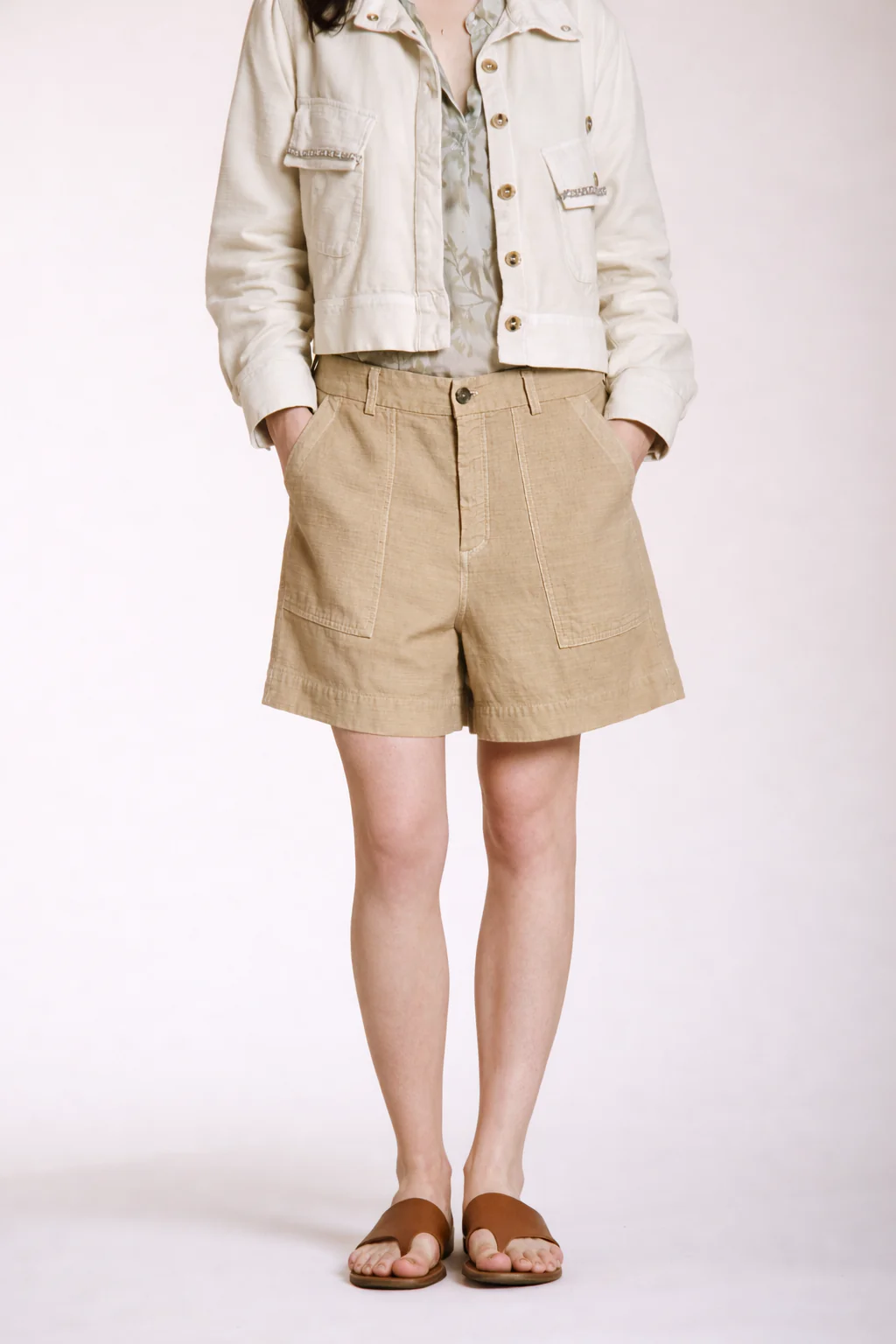Dallas bermuda cargo donna in cotone fiammato relaxed fit - Image 5