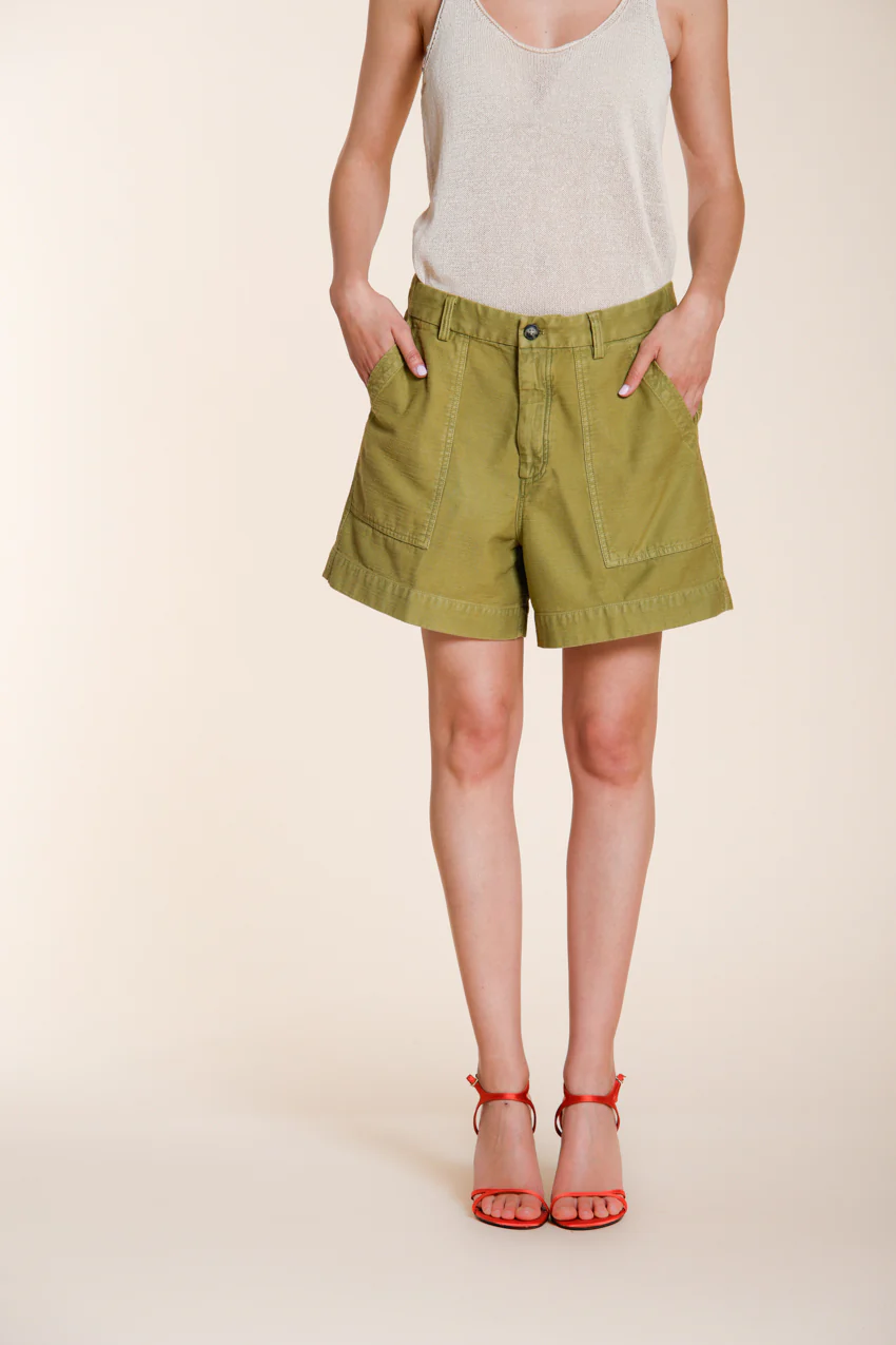 Dallas bermuda cargo donna in cotone fiammato relaxed fit