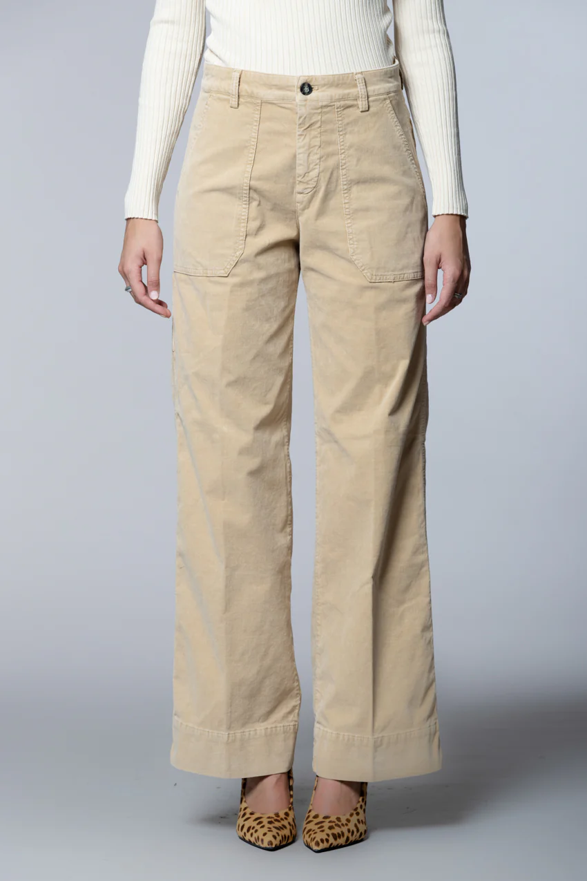 Dallas Wide L pantaloni cargo donna in velluto 1000 righe wide leg