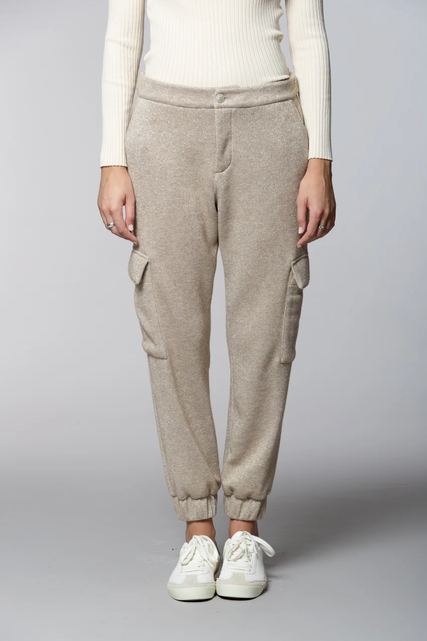 Easy Cargo pantalone cargo donna maglia jersey lurex relaxed fit