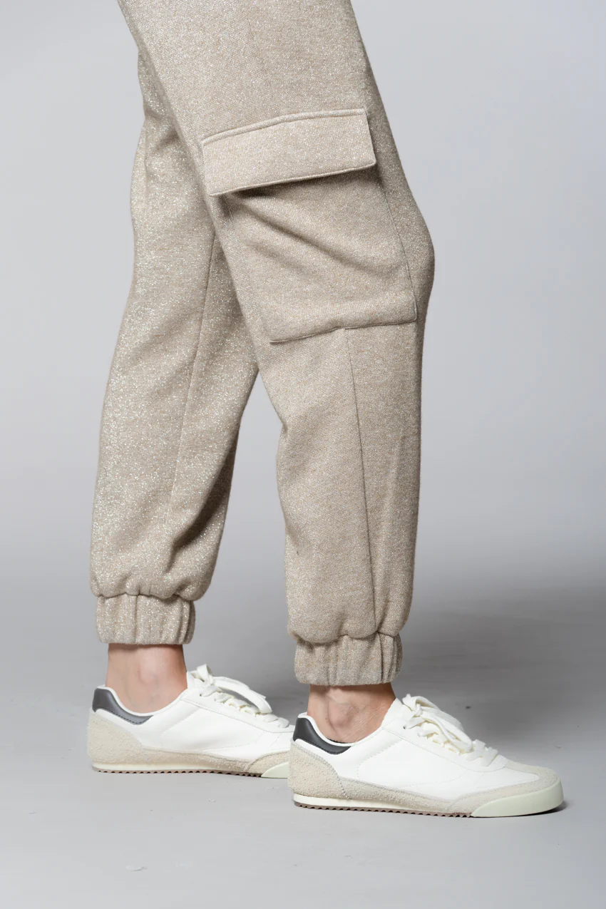Easy Cargo pantalone cargo donna maglia jersey lurex relaxed fit - Image 3