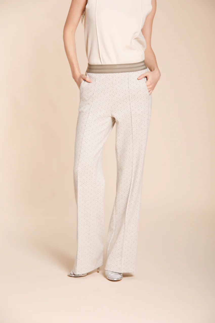 Easy Straight Elax pantalone chino donna in jersey con stampa geometrica straight fit