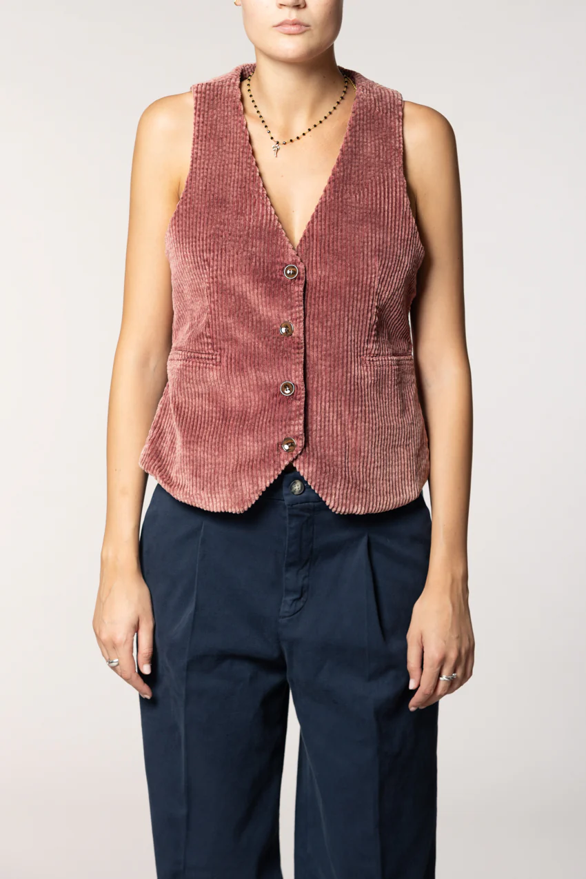Ellen gilet donna in velluto a costa larga