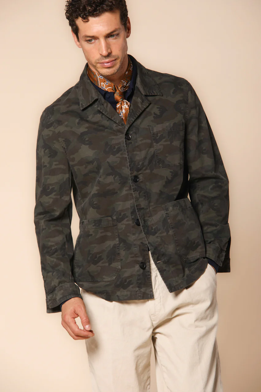 M74 Work Jacket field jacket uomo in raso con stampa mimetica