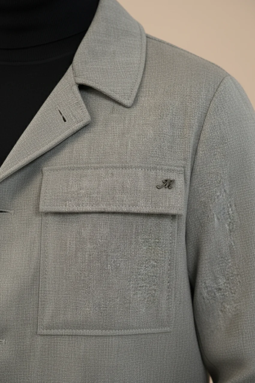 Firenze overshirt uomo foderata in lana unita - Image 2
