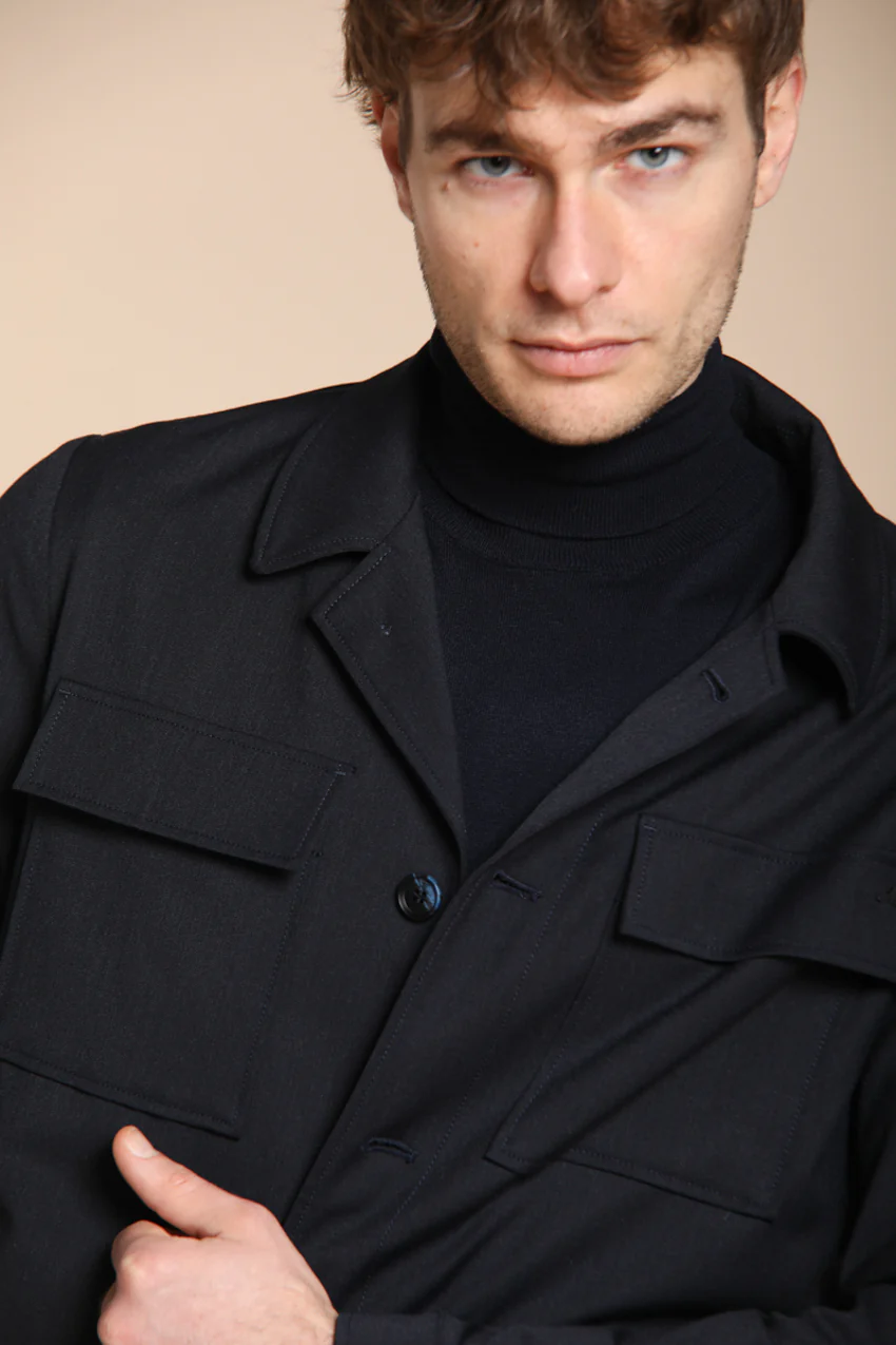 Firenze overshirt uomo foderata in lana unita - Image 3