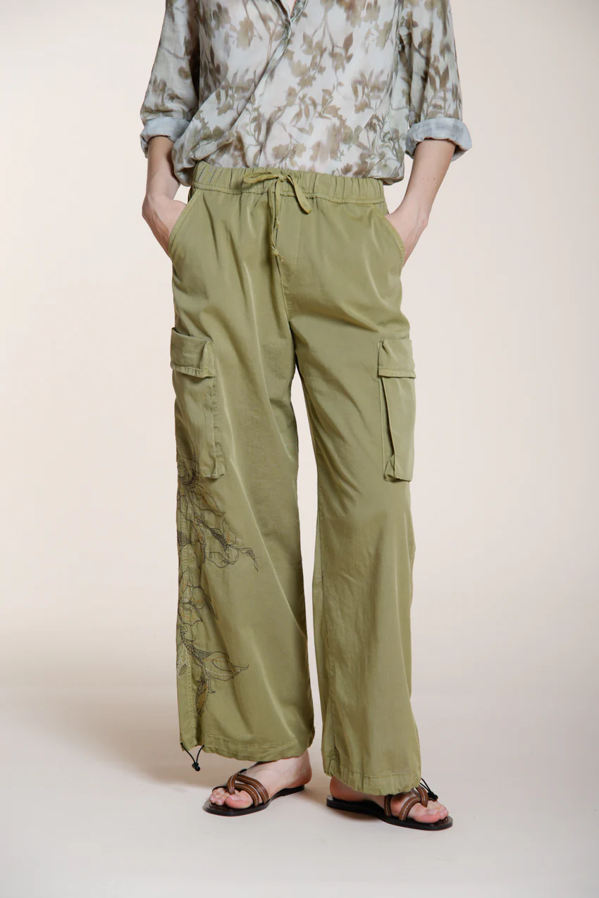 Francis pantalone cargo donna in twill wide leg - Image 4