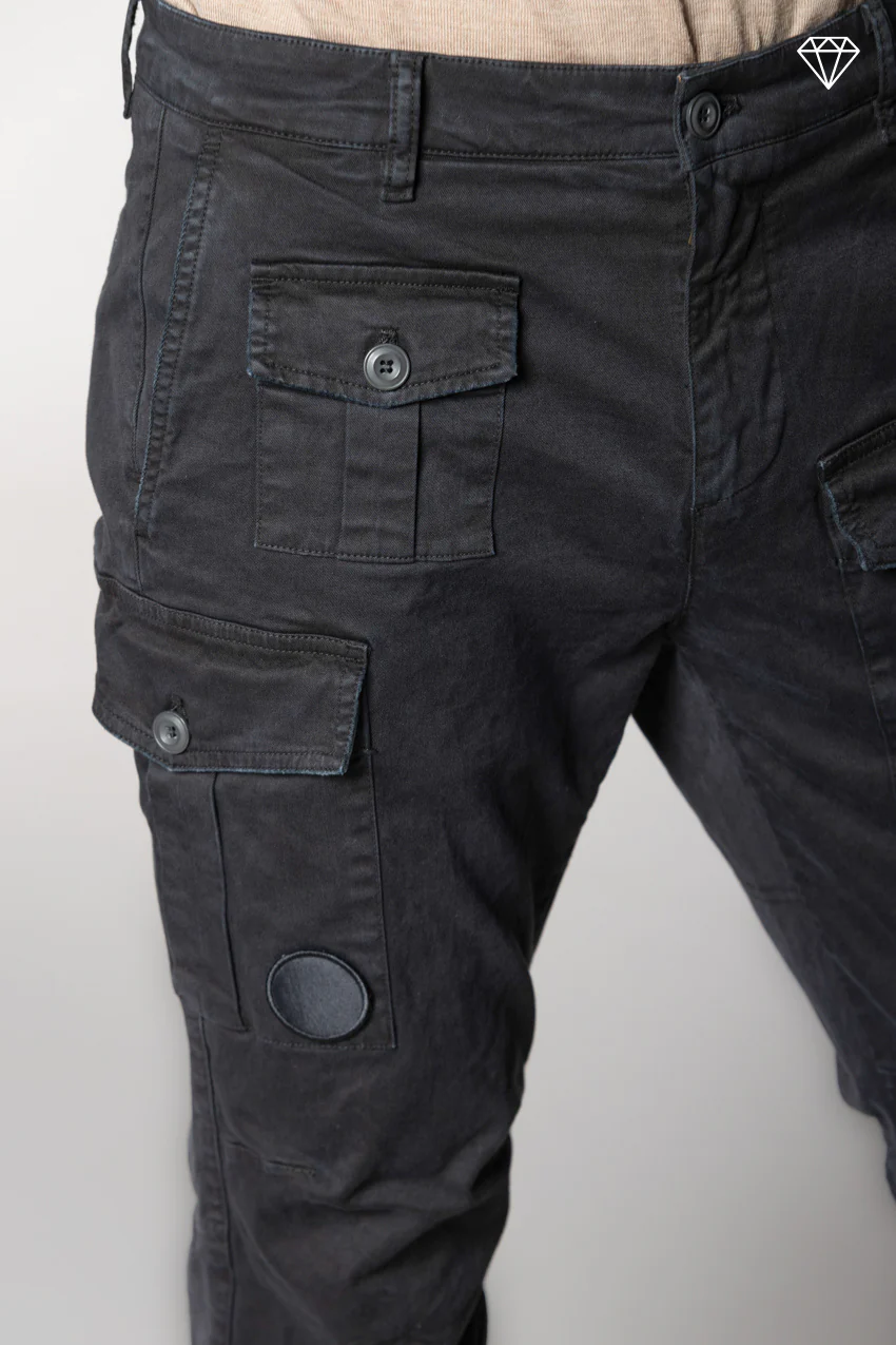 George Coolpocket pantalone cargo uomo in gabardina logo edition carrot fit ① - Image 2