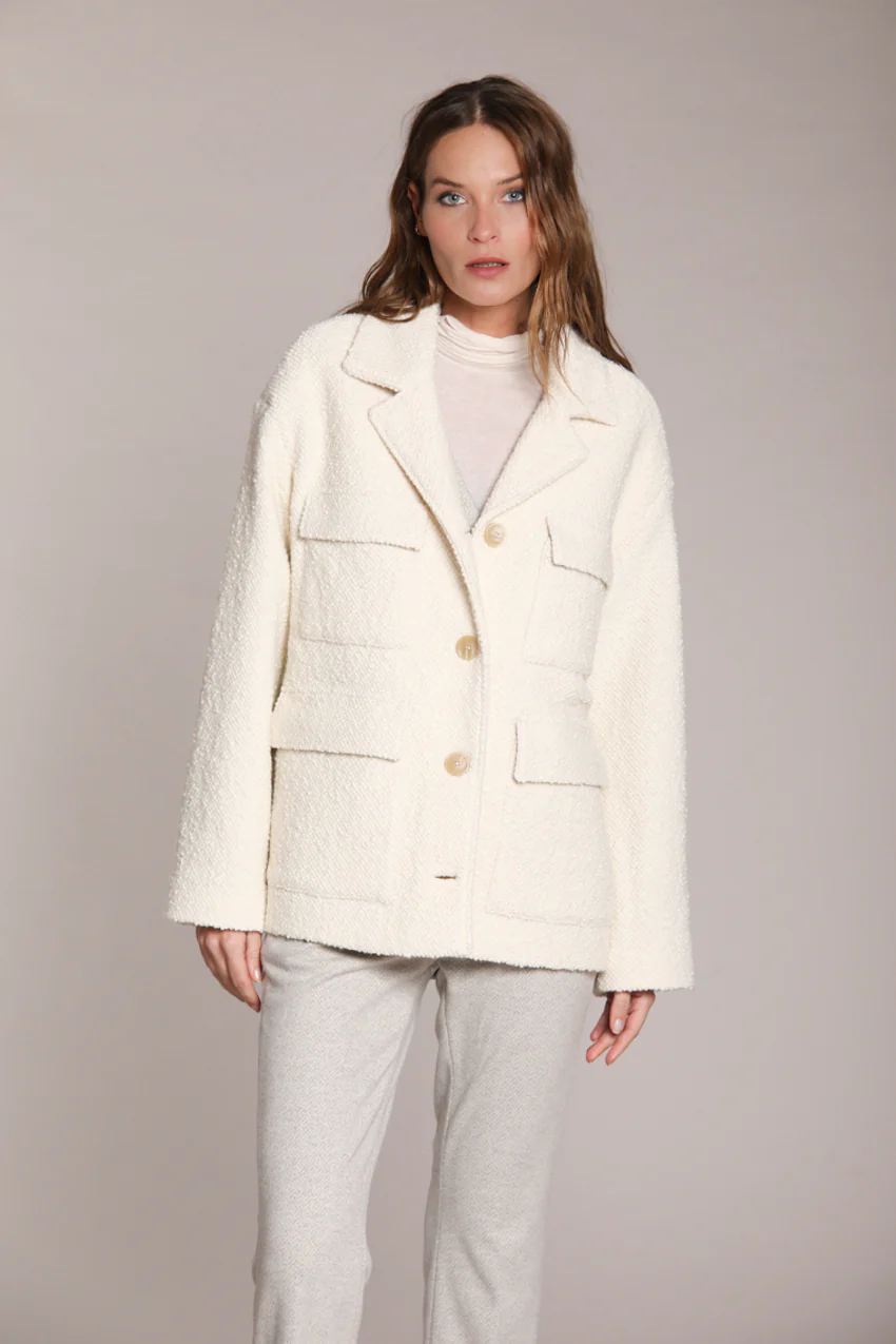 Gilda cappotto corto donna in jersey chicco riso
