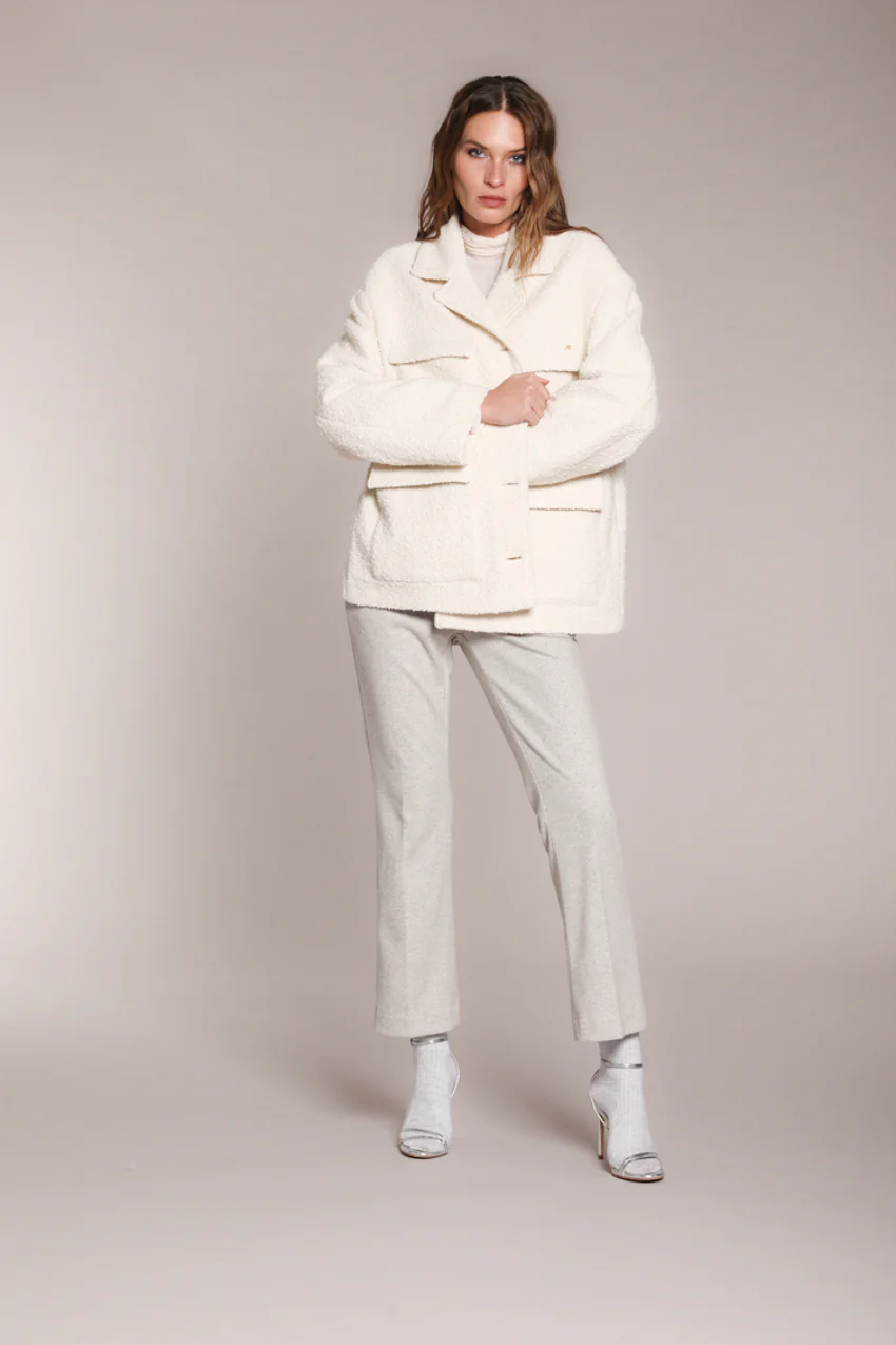 Gilda cappotto corto donna in jersey chicco riso - Image 3