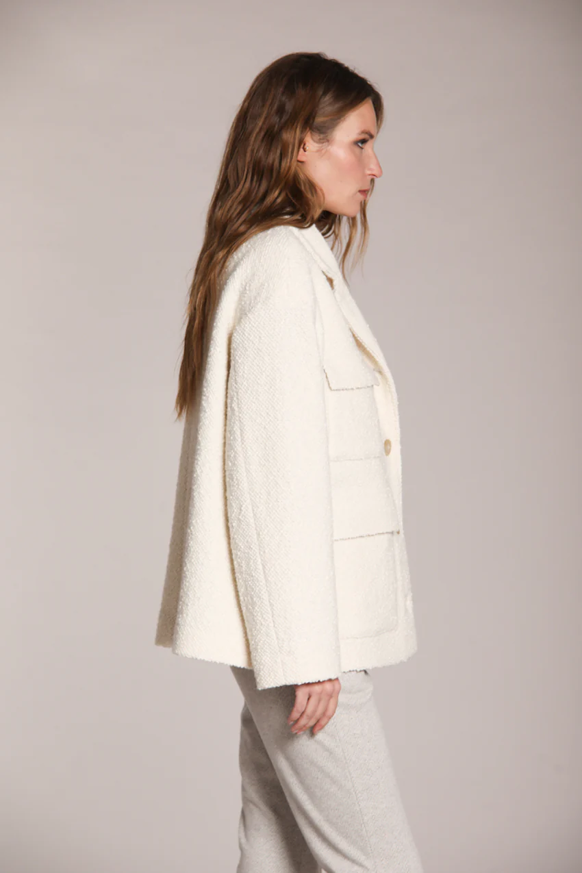 Gilda cappotto corto donna in jersey chicco riso - Image 4