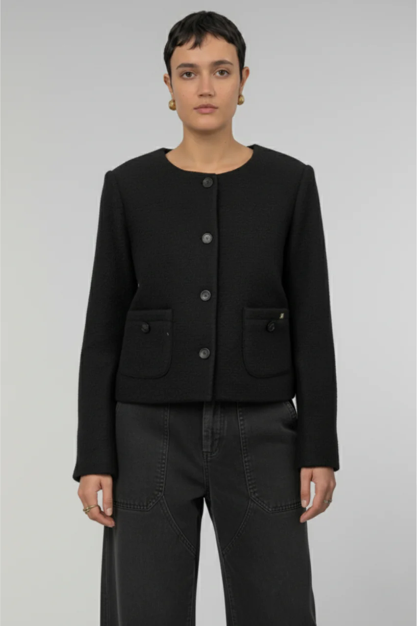 Lou Lou giacca cropped donna in bouclé misto lana
