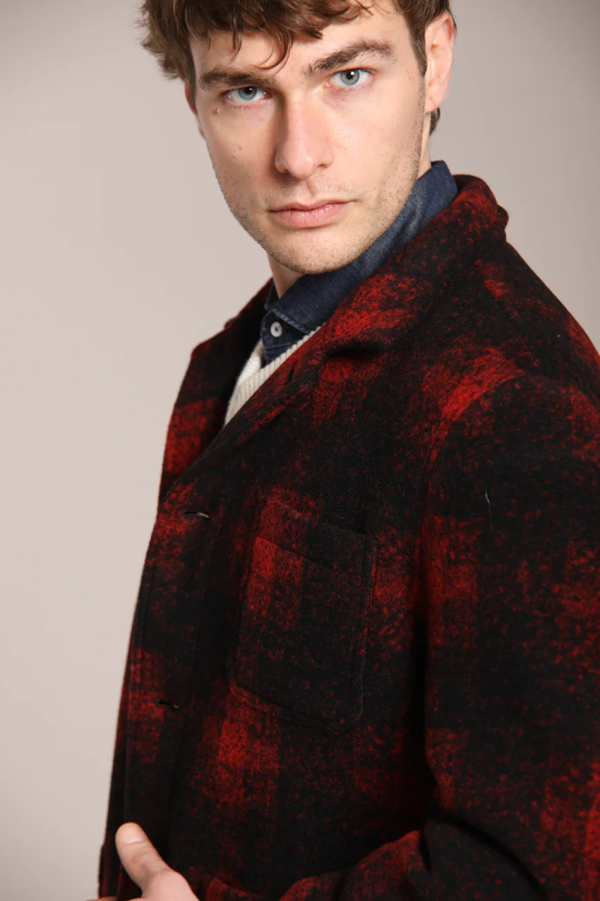 M74 Work Jacket field jacket uomo in panno quadro rosso - Image 5