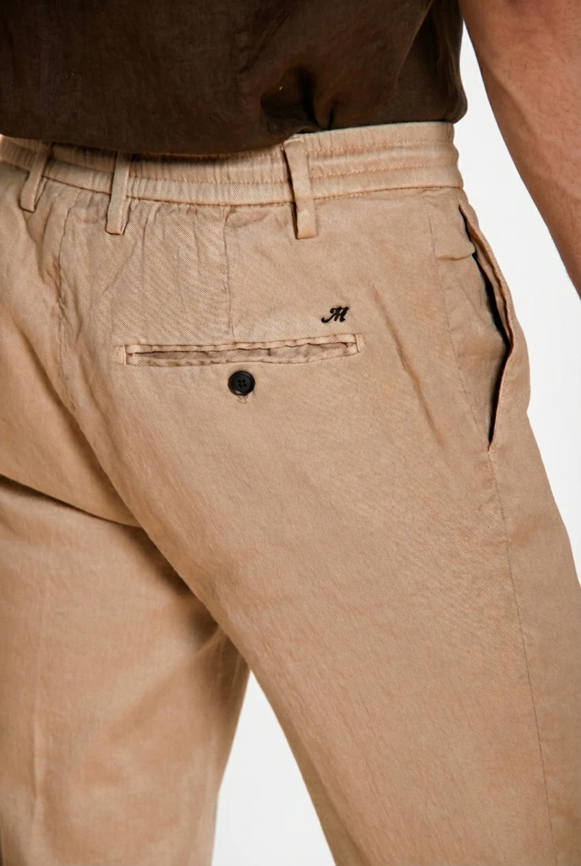 Milano Jogger pantalone chino uomo in twill di lino e cotone extra slim fit - Image 2