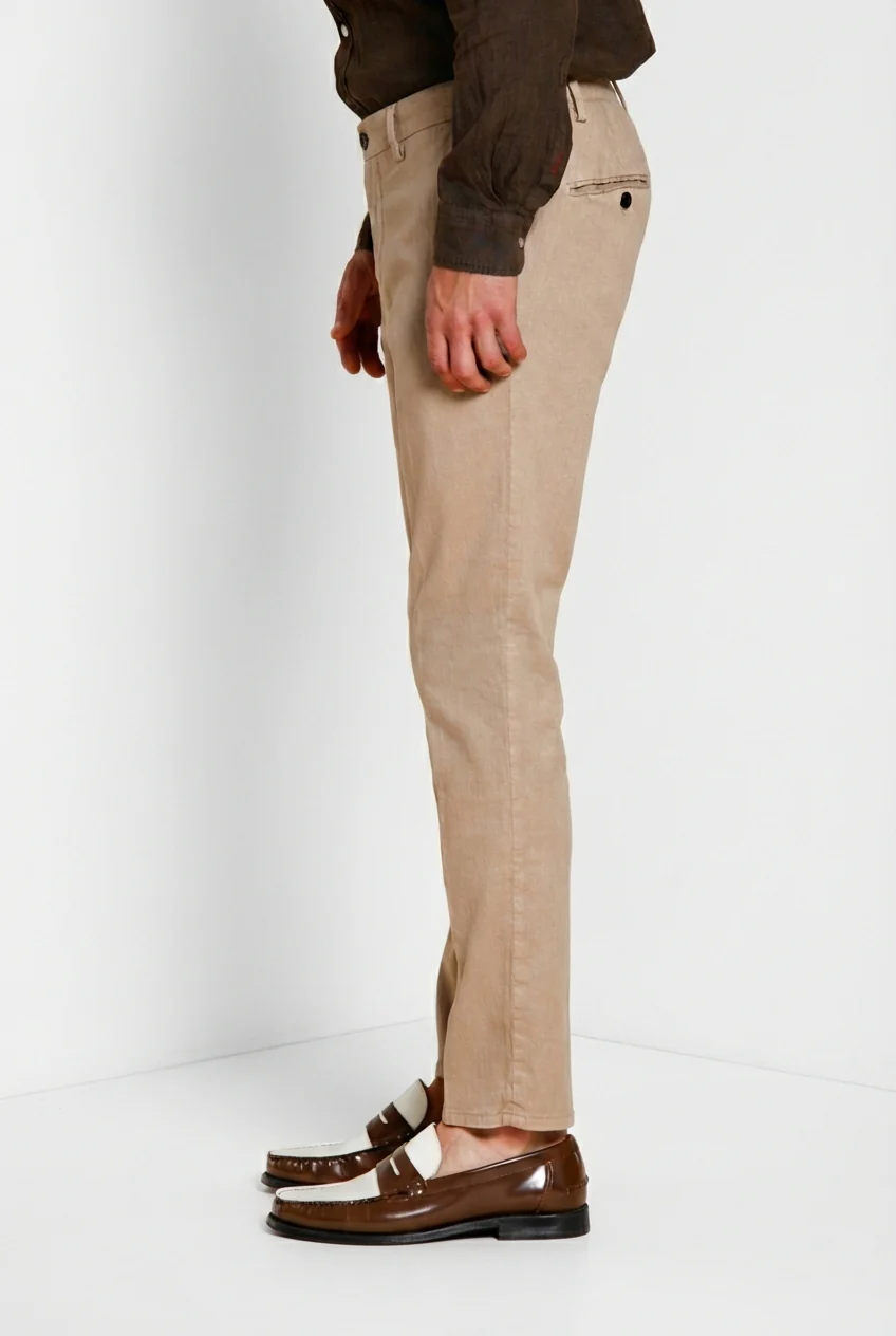 Milano Jogger pantalone chino uomo in twill di lino e cotone extra slim fit - Image 3