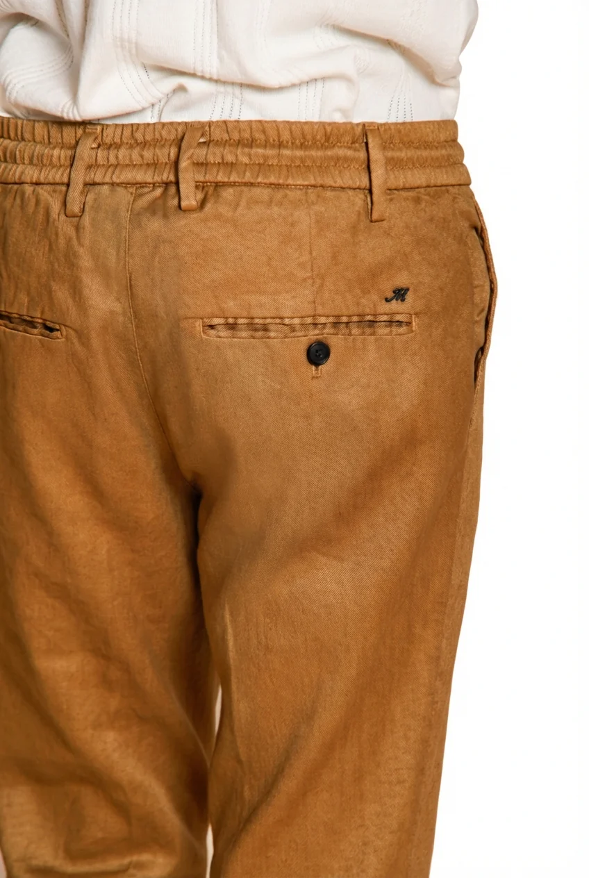 Milano Jogger pantalone chino uomo in twill di lino e cotone extra slim fit - Image 2