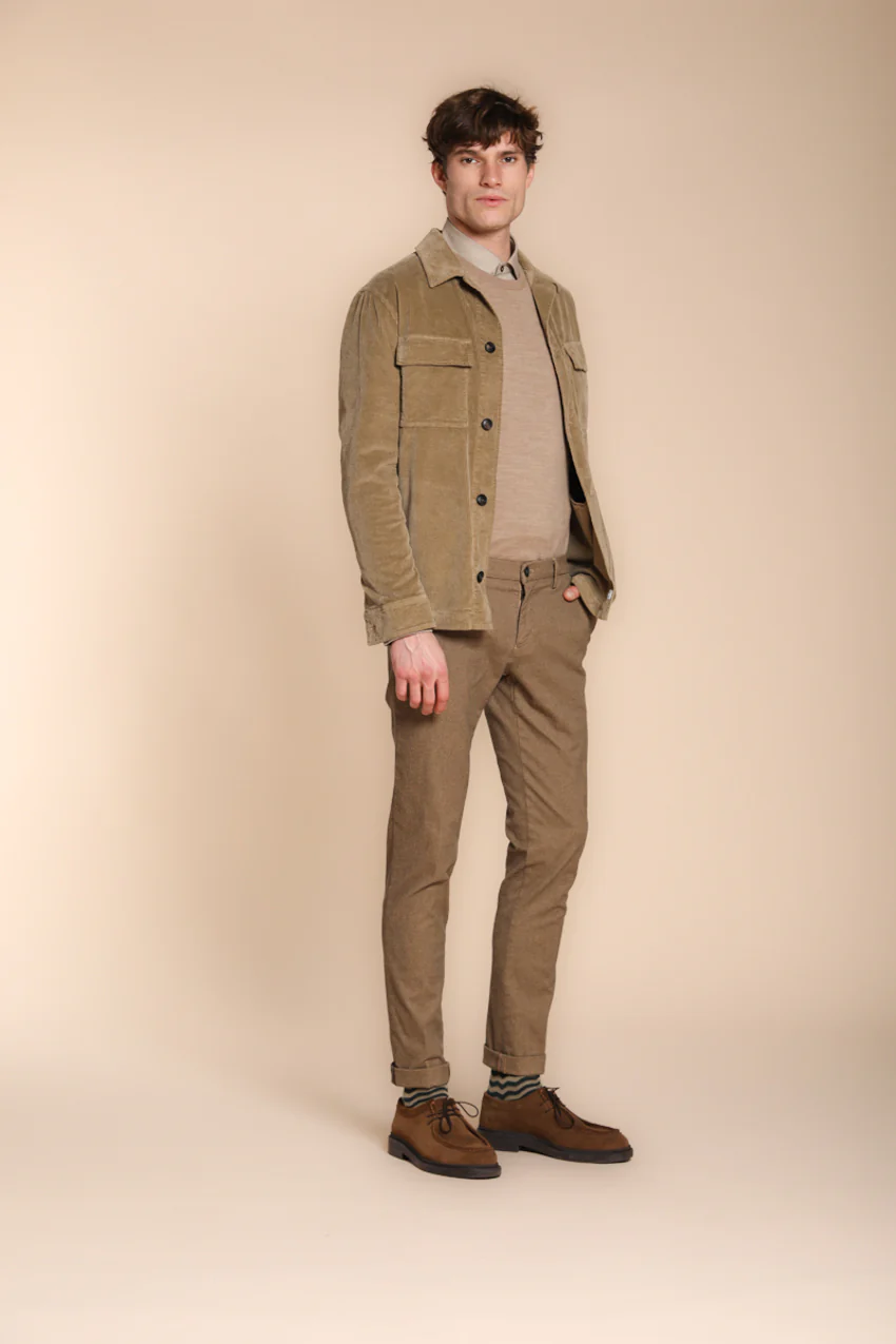 Milano pantalone chino uomo in gabardina stretch con microfantasia extra slim fit - Image 3