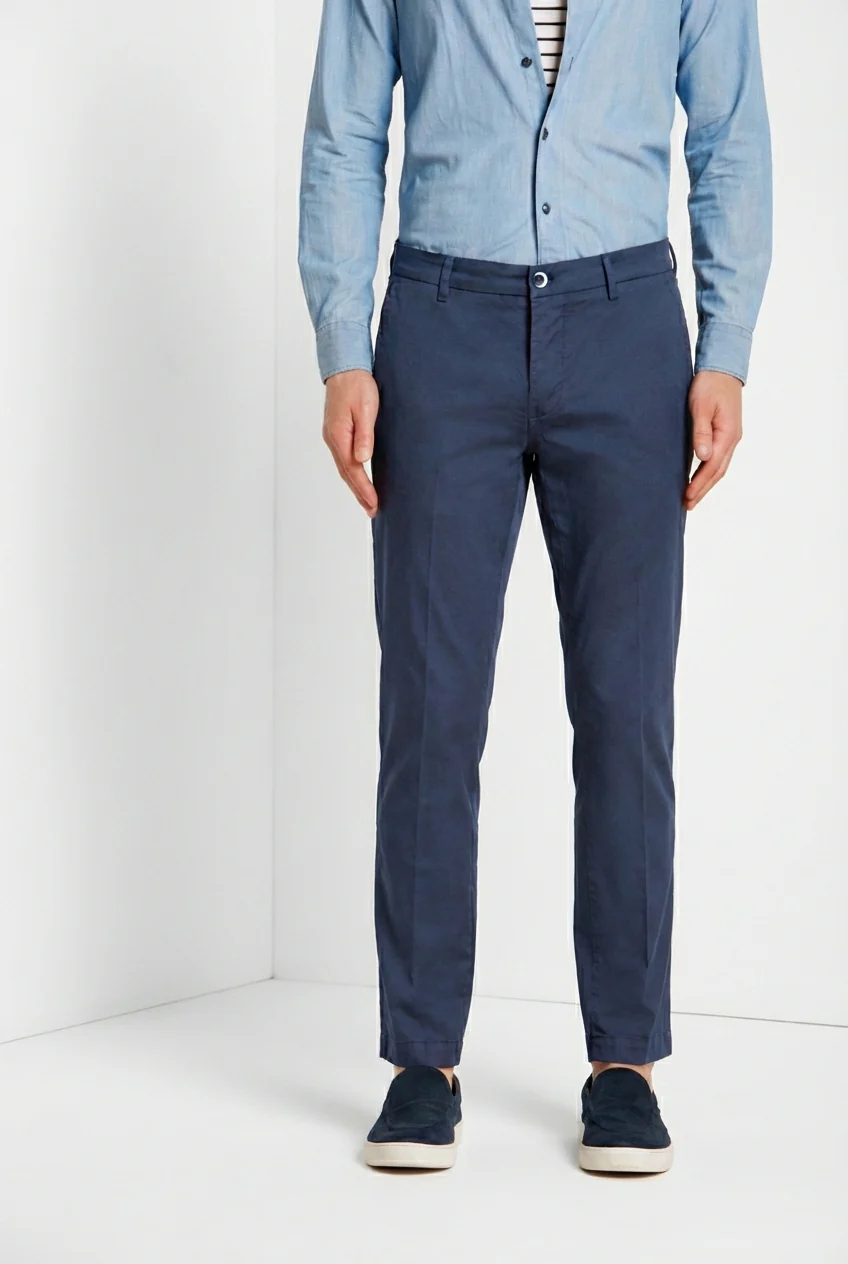 Milano pantalone chino uomo in gabardina stretch extra slim fit ①