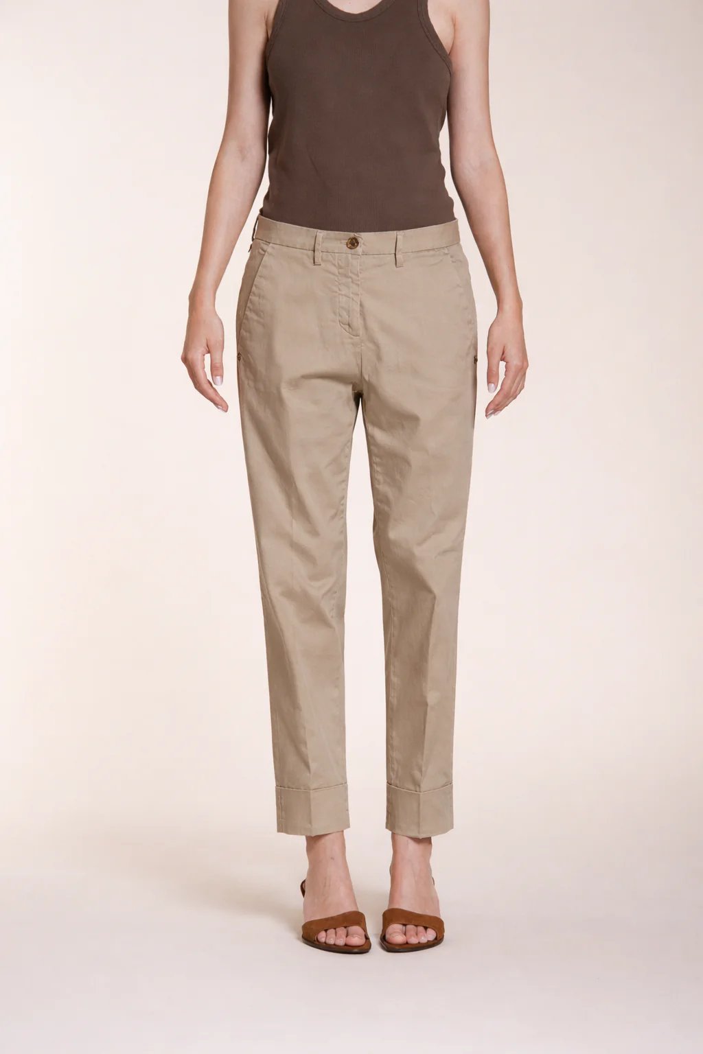 New York Carrot pantalone chino donna in raso stretch carrot fit ①