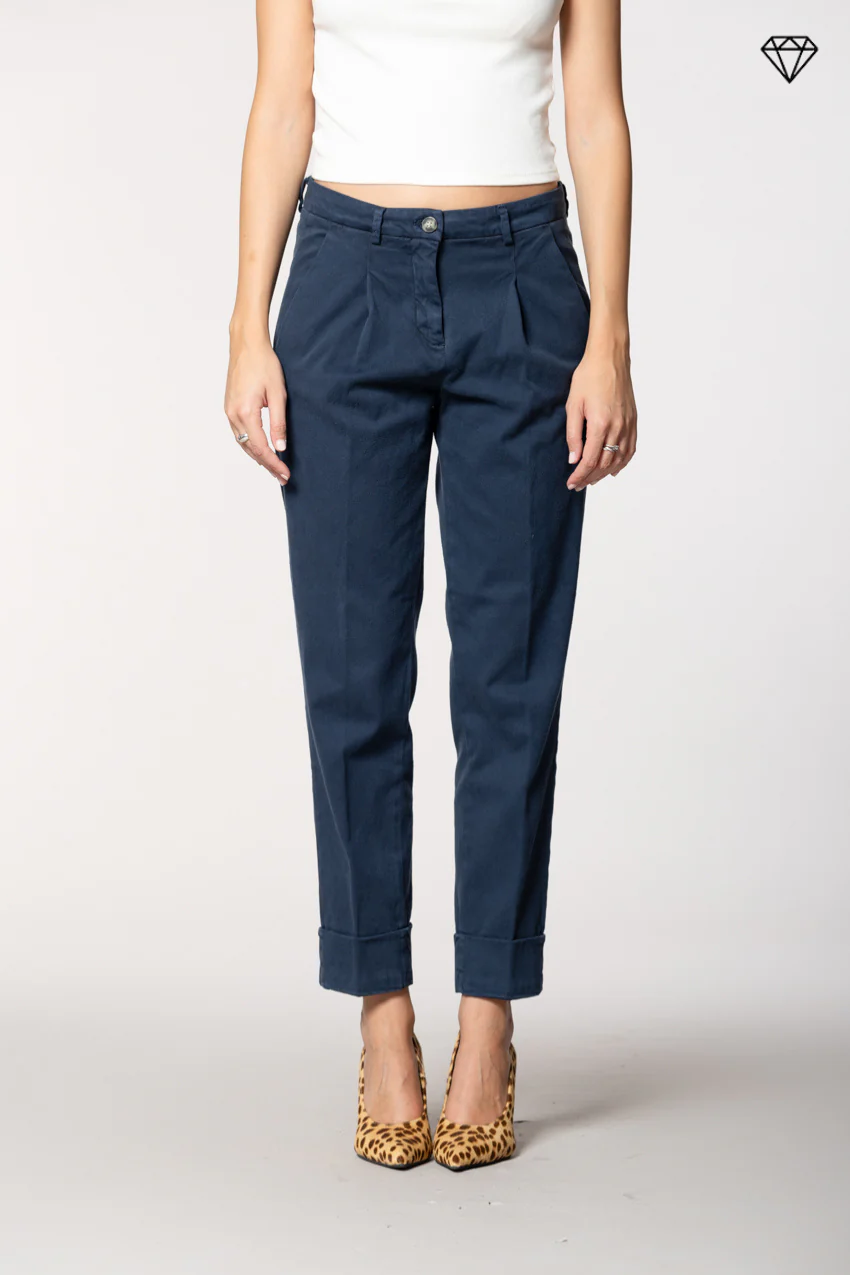 New York Carrot Pince pantalone chino donna in cotone cashmere carrot fit ①