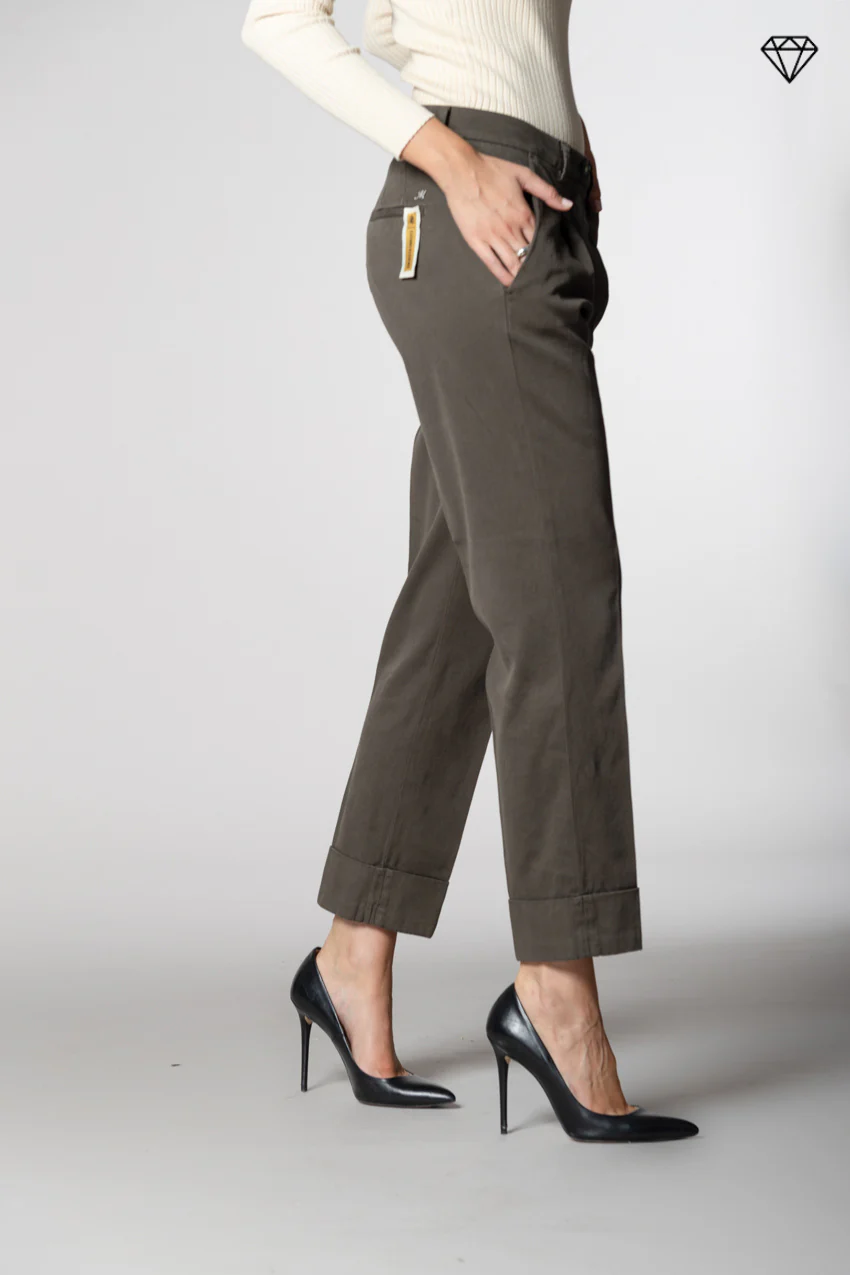 New York Carrot Pince pantalone chino donna in cotone cashmere carrot fit ① - Image 3