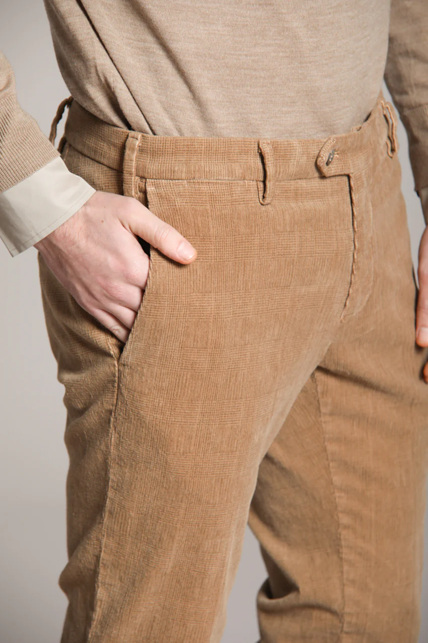 New York Sartoriale pantalone chino uomo sartoriale in velluto stampa galles regular fit - Image 2