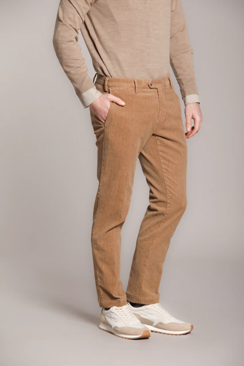 New York Sartoriale pantalone chino uomo sartoriale in velluto stampa galles regular fit - Image 3