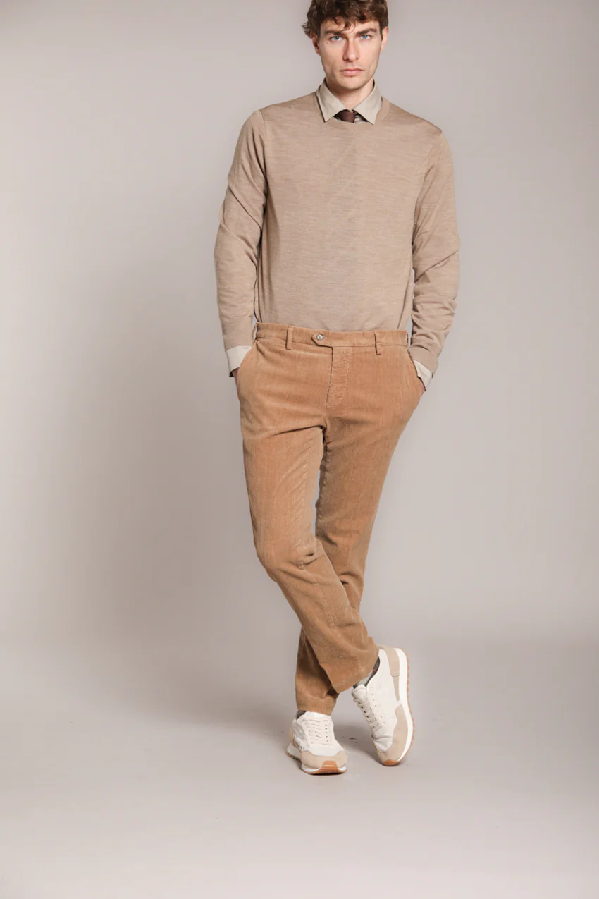 New York Sartoriale pantalone chino uomo sartoriale in velluto stampa galles regular fit - Image 5