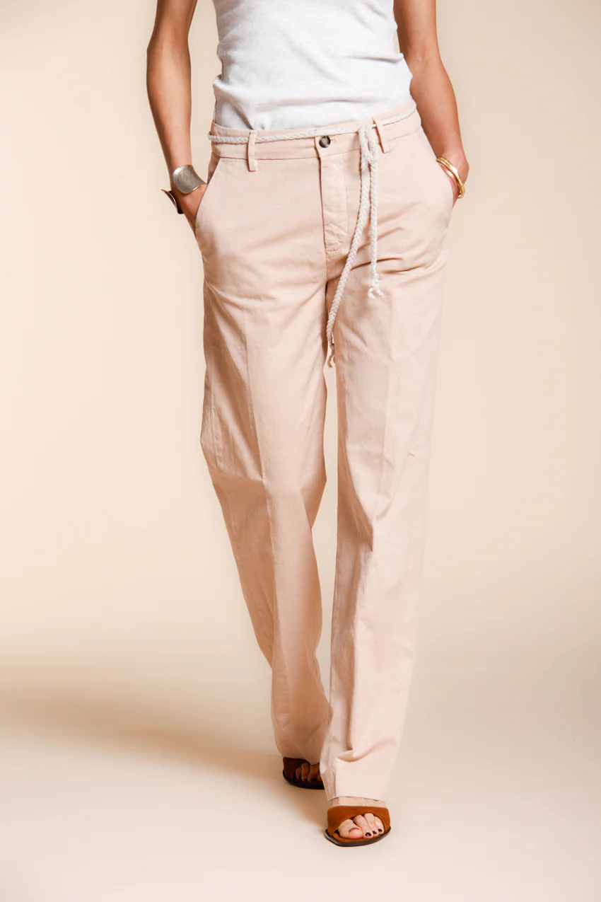 New York Straight pantalone chino donna in twill di cotone e lino straight fit - Image 3