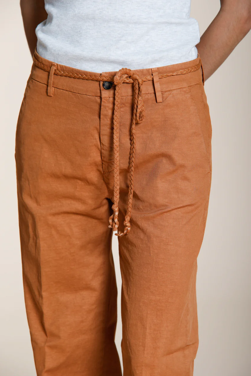 New York Straight pantalone chino donna in twill di cotone e lino straight fit - Image 2