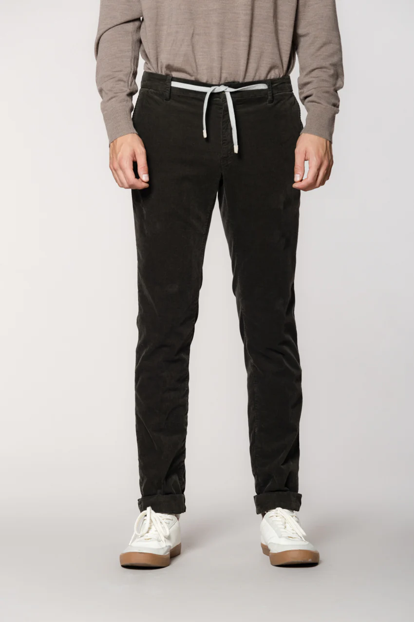 New York String pantalone chino jogger uomo in velluto 1500 righe regular fit