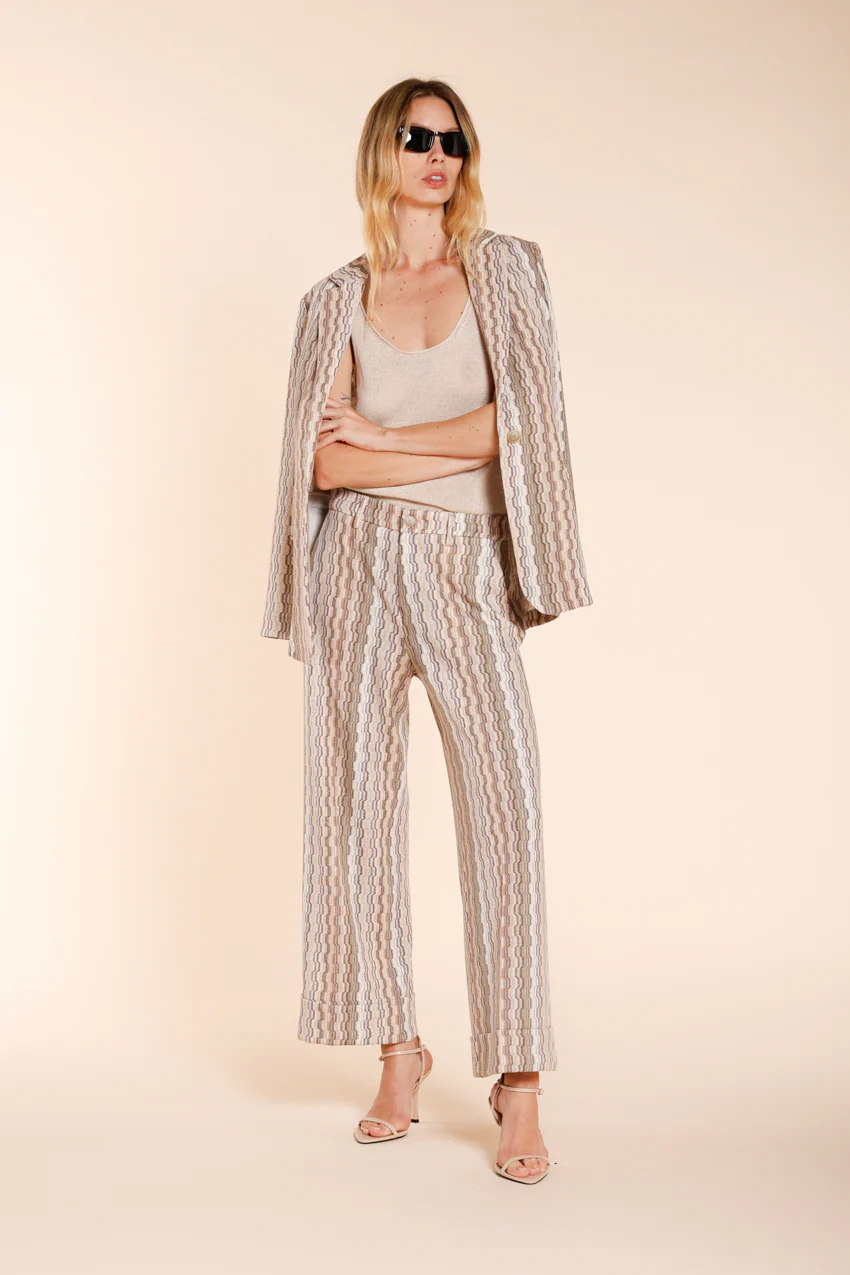 New York Studio Cropped City pantalone chino donna in jersey fantasia a righe straight fit - Image 4