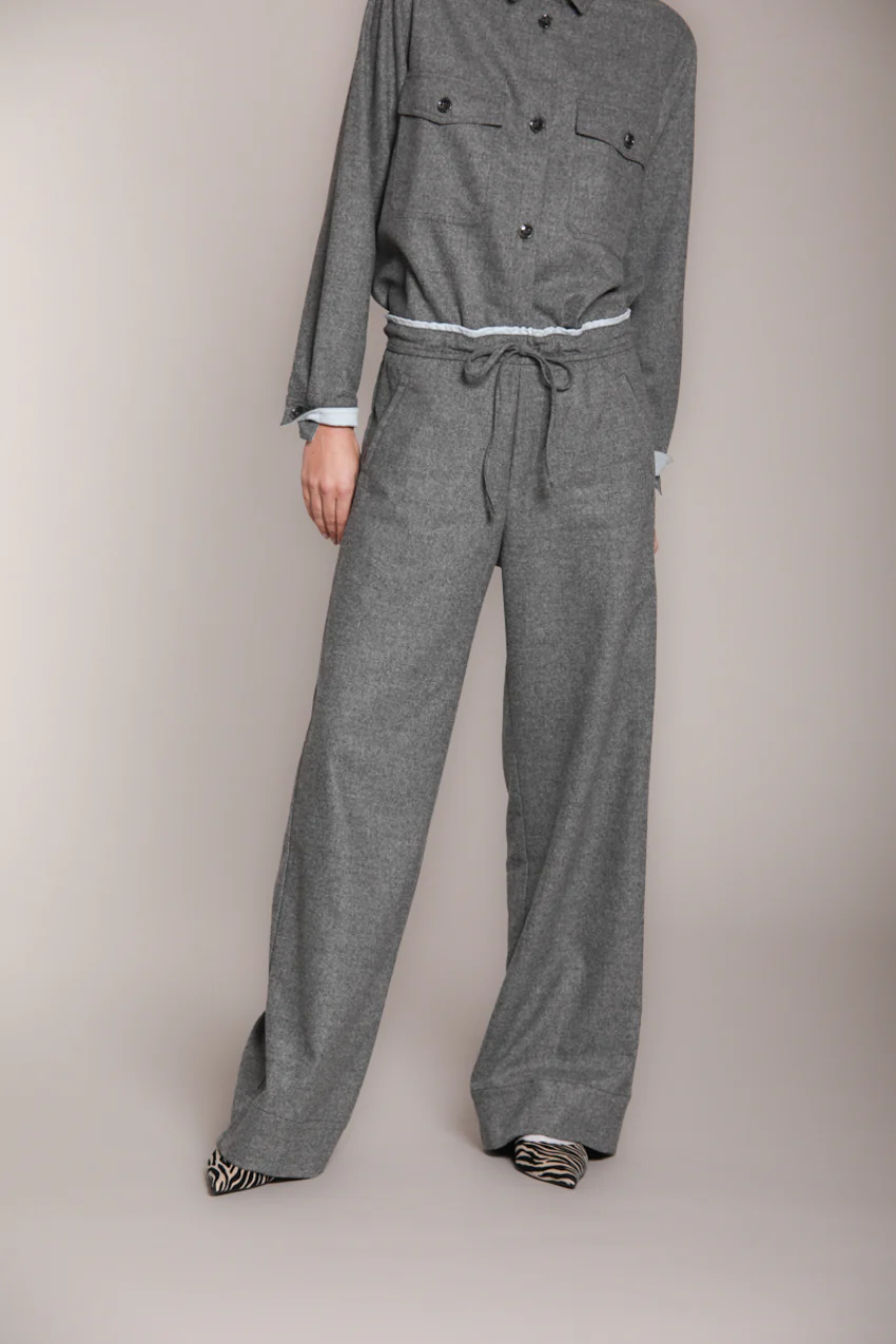 New York Studio Elax pantalone chino donna in lana unita wide leg - Image 4