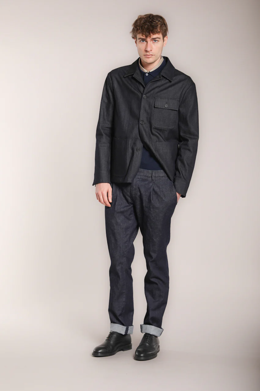 New York Time 1 Pinces pantalone chino uomo in denim stretch regular fit - Image 4