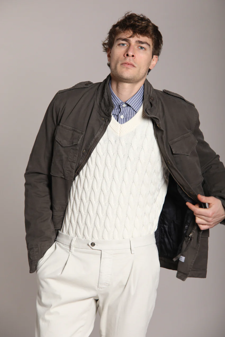 New York Time 1 Pinces pantalone chino uomo in gabardina regular fit - Image 3