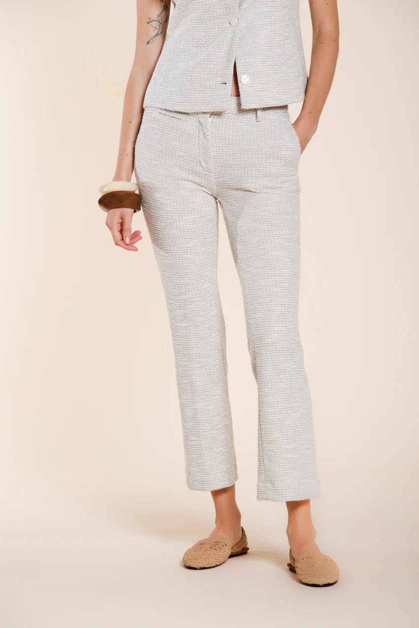 New York Trumpet pantalone chino donna in jersey trama a chicco di riso slim fit