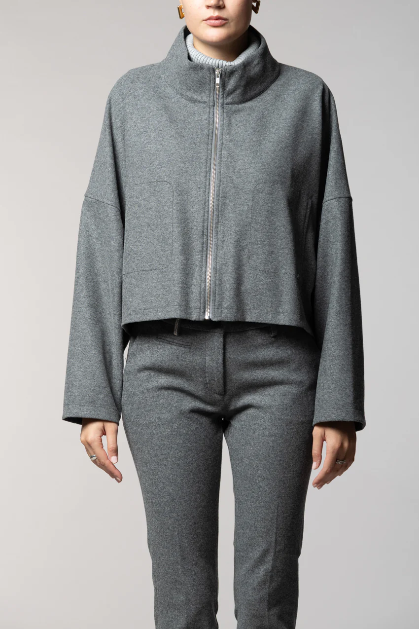 Nora felpa cropped donna in jersey flanella