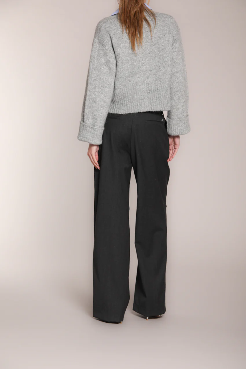 Ny Wide Pinces pantalone chino donna in lana unita wide leg fit - Image 4
