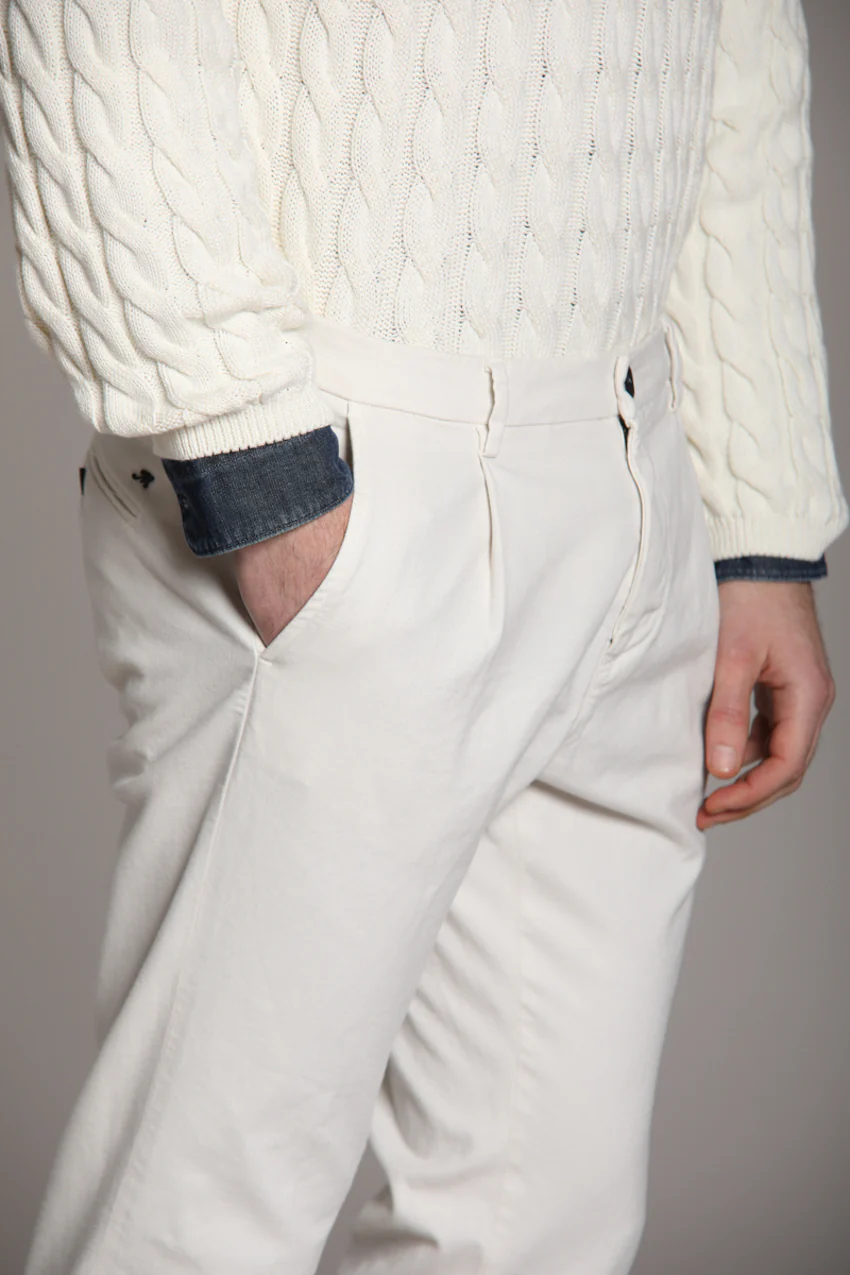 Osaka 1 Pinces pantaloni chino uomo in cotone lana carrot fit - Image 5