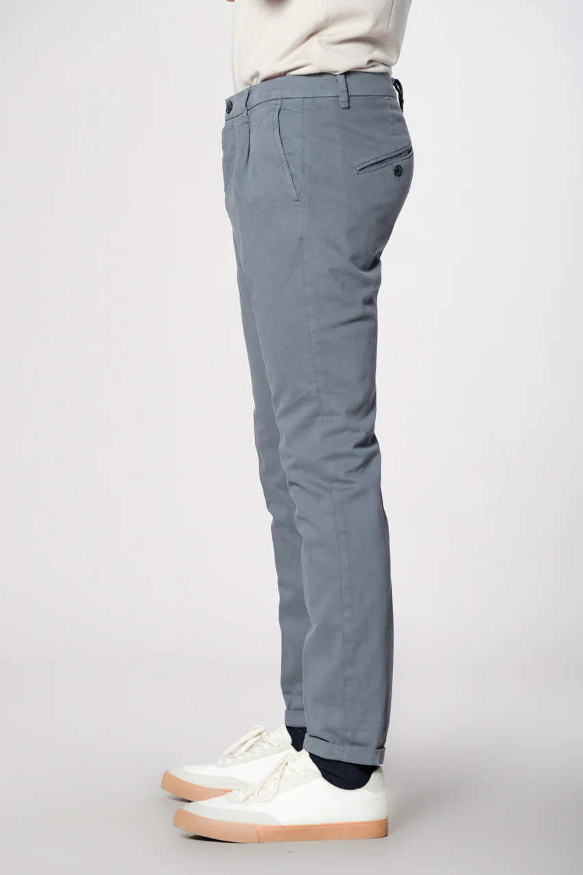 Osaka 1 Pinces pantaloni chino uomo in cotone lana carrot fit - Image 4