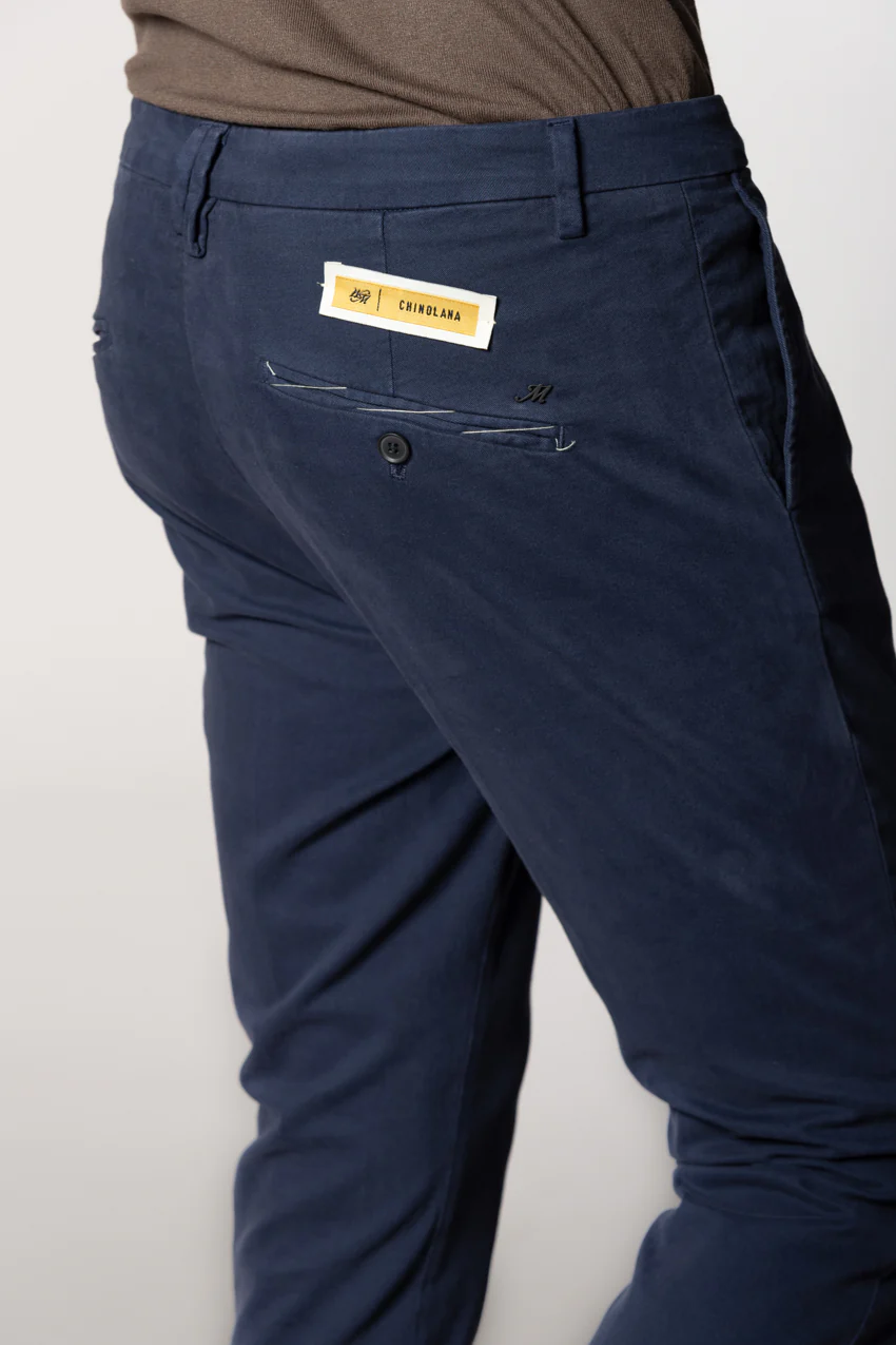 Osaka 1 Pinces pantaloni chino uomo in cotone lana carrot fit - Image 2