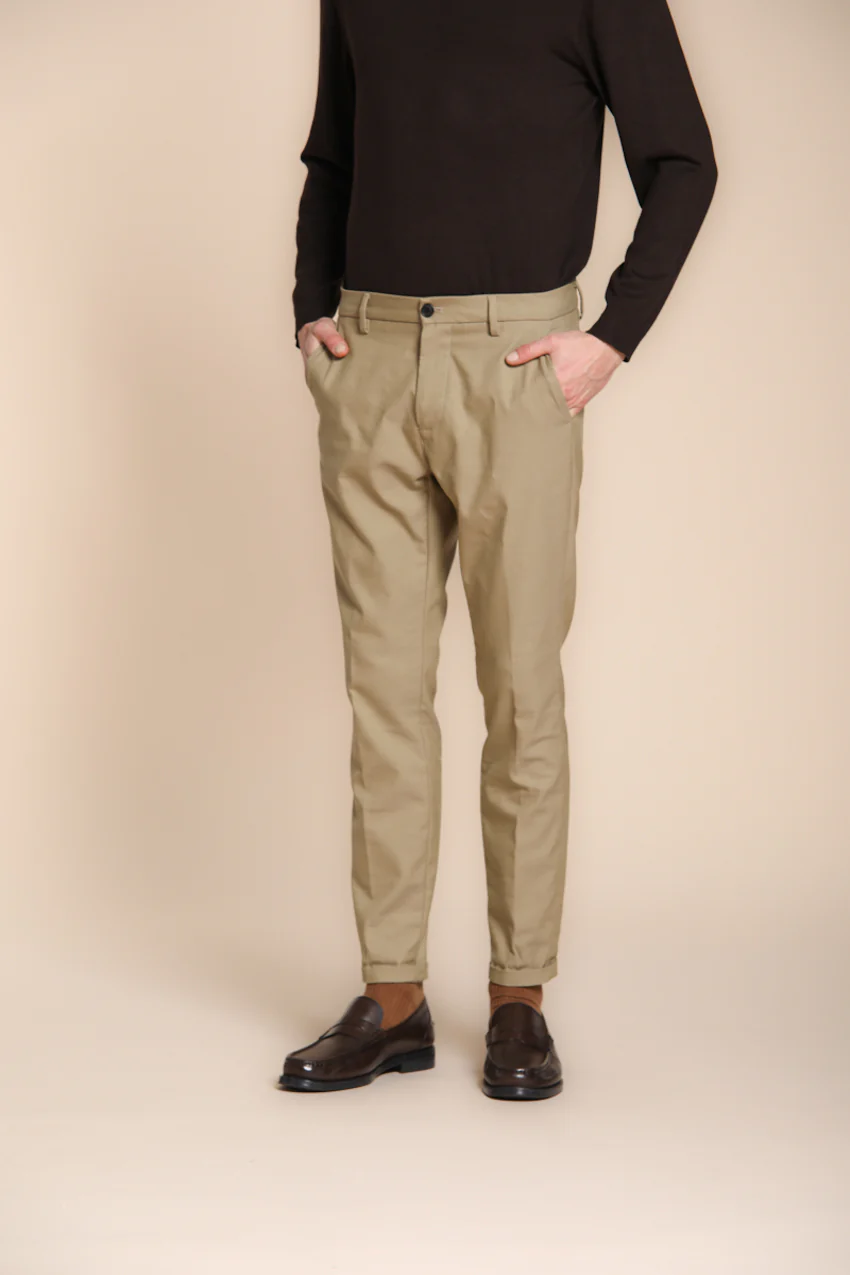 Osaka pantalone chino uomo in cotone lana carrot fit